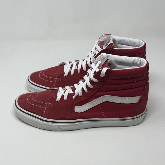 Vans Sk8-Hi Sneakers Mens 11.5 Red Suede Canvas Athletic Skateboard Skate Shoes - Picture 4 of 16